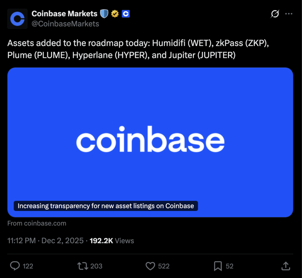معرفی توکن‌های جدید نقشه راه کوین‌بیس - منبع: Coinbase